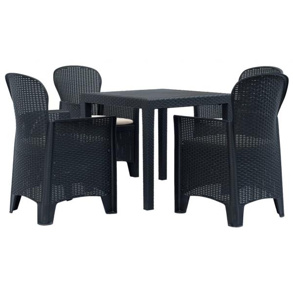 ARDEBO.de - 5-tlg. Garten-Essgruppe Kunststoff Anthrazit Rattan-Optik