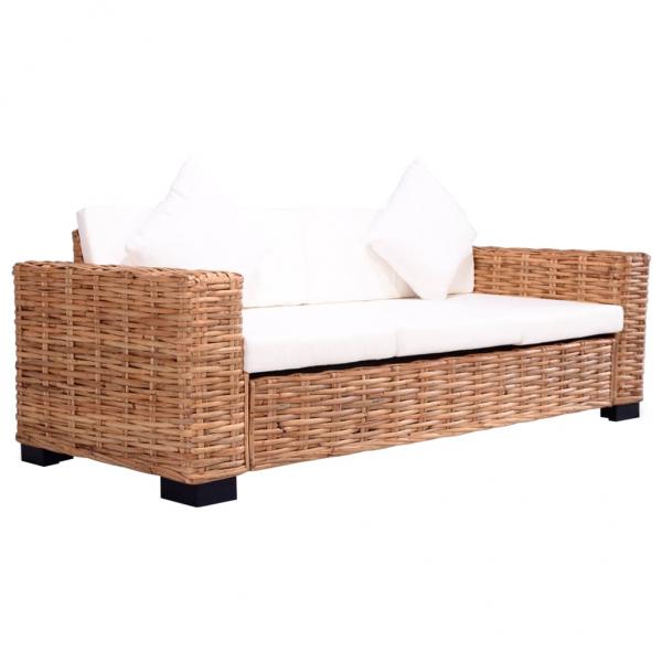 ARDEBO.de - 3-Sitzer Gartensofa Natürliches Rattan