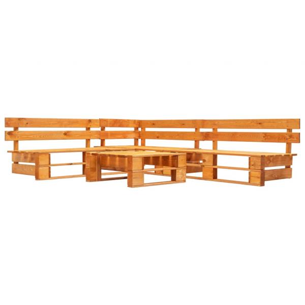 ARDEBO.de - 4-tlg. Garten-Lounge-Set aus Paletten Holz Honigbraun