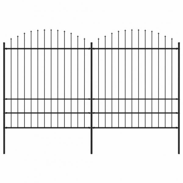 ARDEBO.de - Gartenzaun mit Speerspitzen Stahl (1,75 - 2) x 3,4 m Schwarz