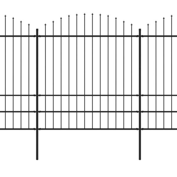 Gartenzaun mit Speerspitzen Stahl (1,75 - 2) x 5,1 m Schwarz