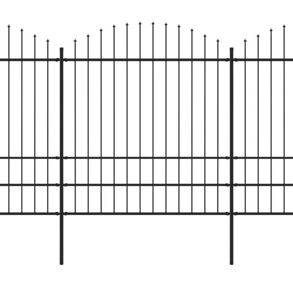 Gartenzaun mit Speerspitzen Stahl (1,75 - 2) x 6,8 m Schwarz