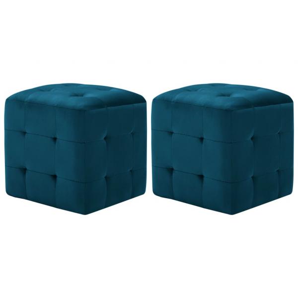 ARDEBO.de - Pouf 2 Stk. Blau 30x30x30 cm Samtstoff