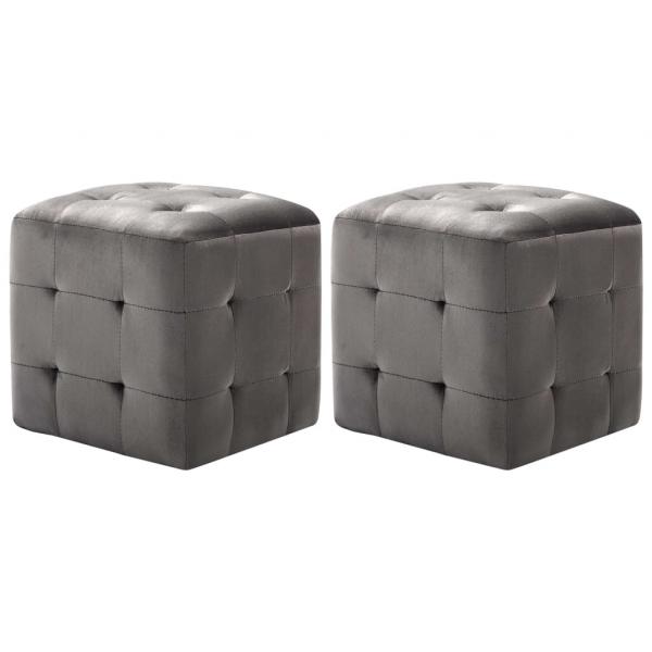 ARDEBO.de - Pouf 2 Stk. Grau 30x30x30 cm Samtstoff