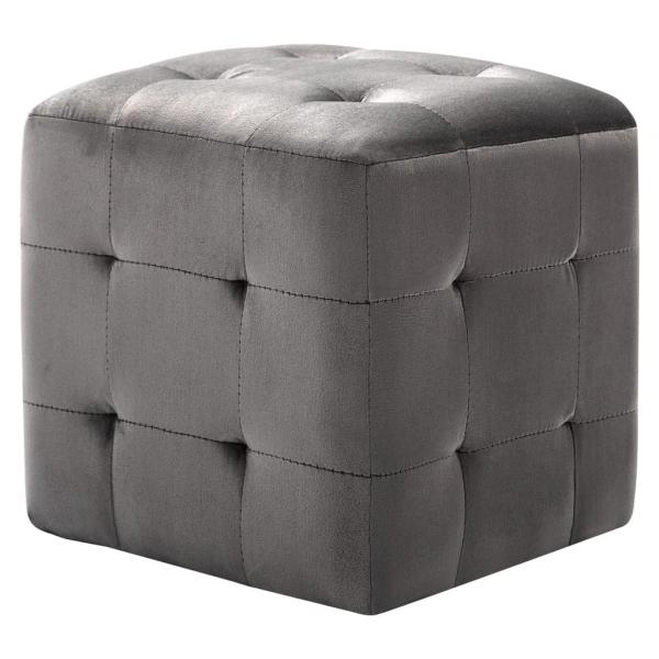 Pouf 2 Stk. Grau 30x30x30 cm Samtstoff