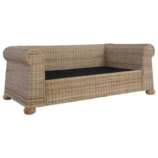 3-tlg. Sofagarnitur mit Kissen Natur Rattan