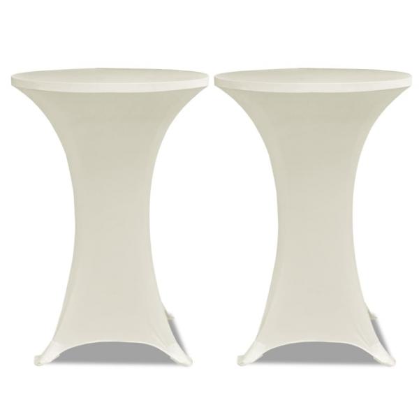 Stehtischhussen 4 Stk. Ø 60 cm Creme Stretch 