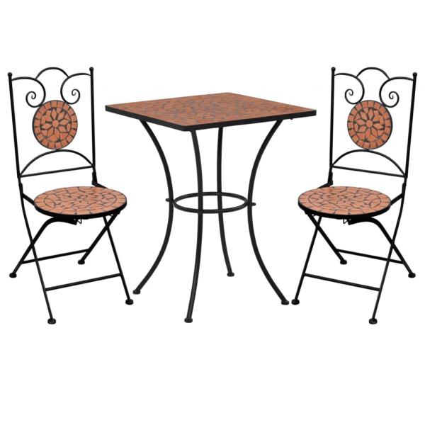 ARDEBO.de - 3-tlg. Bistro-Set Mosaik Keramik Terrakotta 