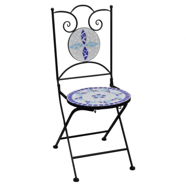 3-tlg. Bistro-Set Mosaik Keramik Blau und Weiß