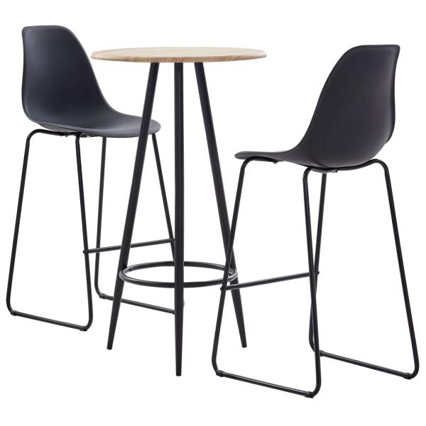 ARDEBO.de - 3-tlg. Bar-Set Kunststoff Schwarz