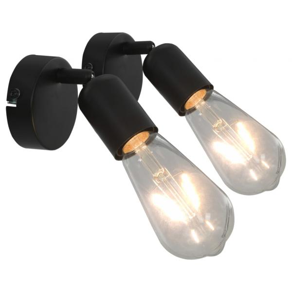 ARDEBO.de - Strahler 2 Stk. mit Glühlampen 2 W Schwarz E27