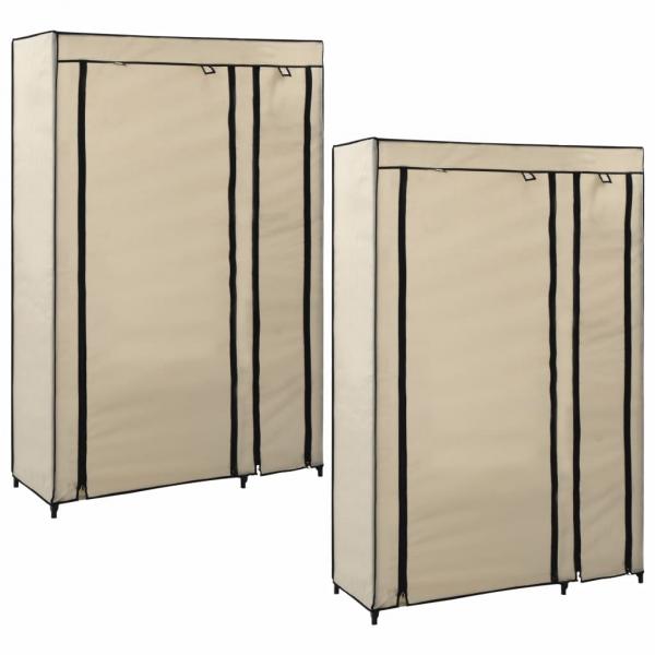 ARDEBO.de - Faltschränke 2 Stk. Creme 110x45x175 cm Stoff