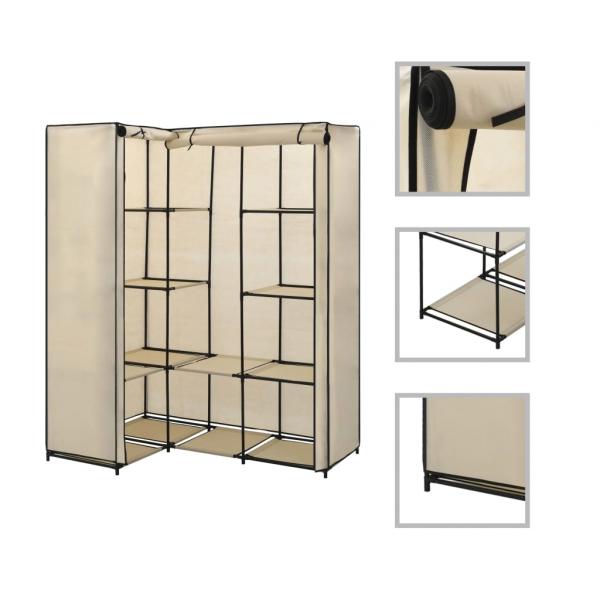 ARDEBO.de - Eckkleiderschrank Creme 130 x 87 x 169 cm