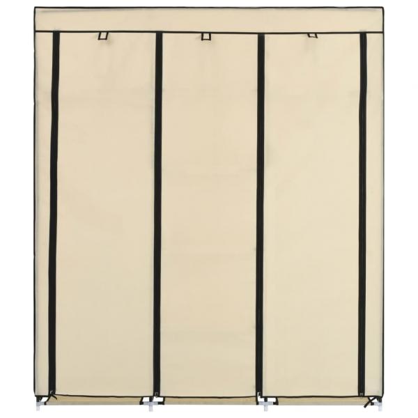 Kleiderschrank mit Fächern und Stangen Creme 150x45x175cm Stoff