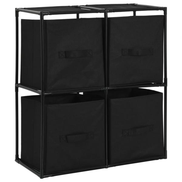 ARDEBO.de - Lagerschrank mit 4 Stoffkörben Schwarz 63×30×71 cm Stahl