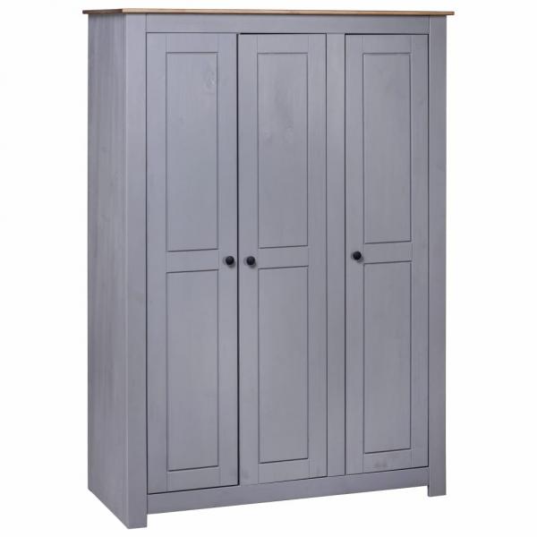 Kleiderschrank 3-Türig Grau 118×50×171,5 cm Kiefer Panama Serie