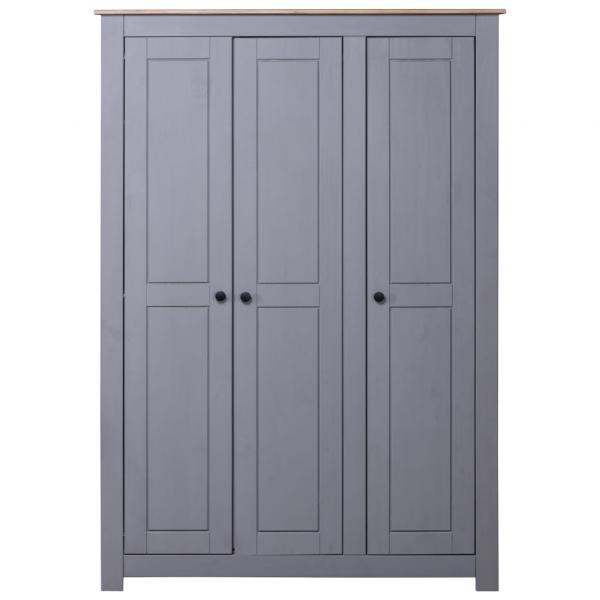 Kleiderschrank 3-Türig Grau 118×50×171,5 cm Kiefer Panama Serie