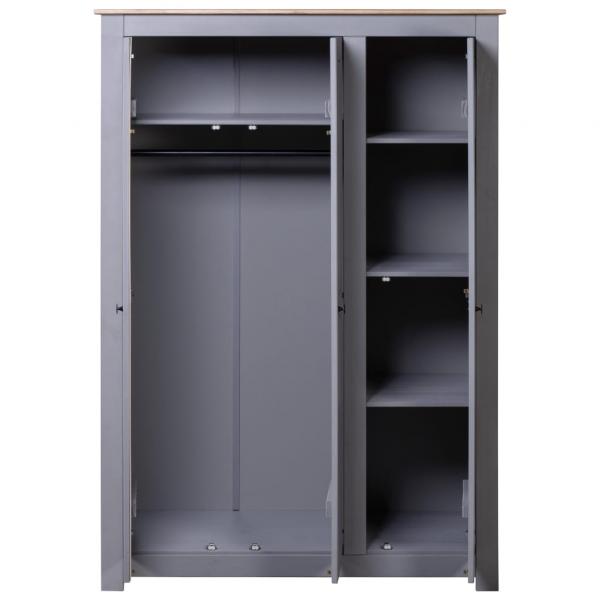 Kleiderschrank 3-Türig Grau 118×50×171,5 cm Kiefer Panama Serie