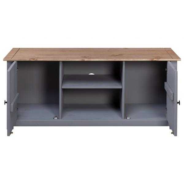 TV-Schrank Grau 120x40x50 cm Massivholz Panama-Kiefer