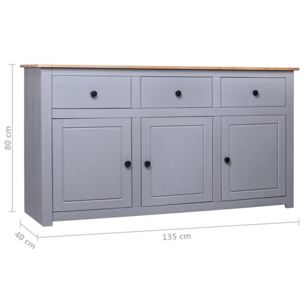 Sideboard Grau 135x40x80 cm Kiefernholz Panama