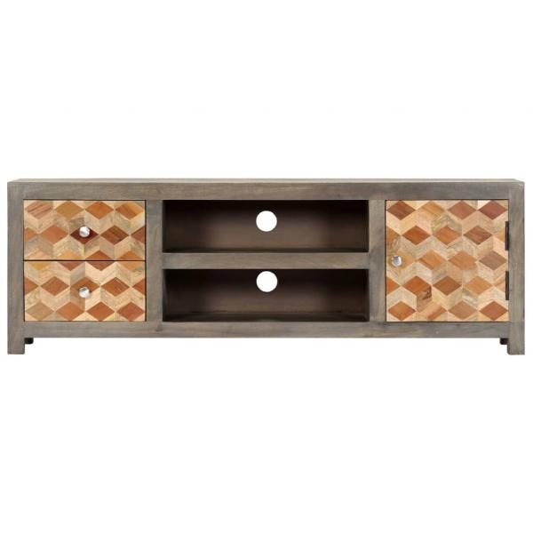 TV-Schrank Grau 120x30x40 cm Massivholz Mango