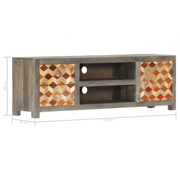 TV-Schrank Grau 120x30x40 cm Massivholz Mango