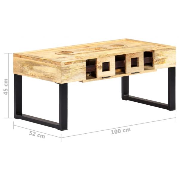 Couchtisch Kassettenstil 100×52×45 cm Massivholz Mango