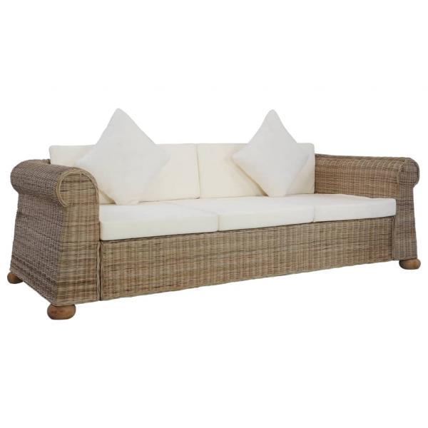 ARDEBO.de - 3-Sitzer-Sofa mit Kissen Natur Rattan