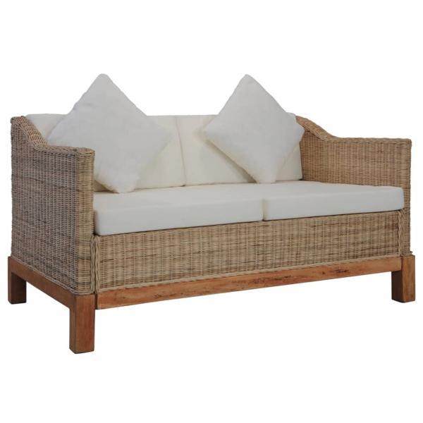 ARDEBO.de - 2-Sitzer-Sofa mit Kissen Natürliches Rattan