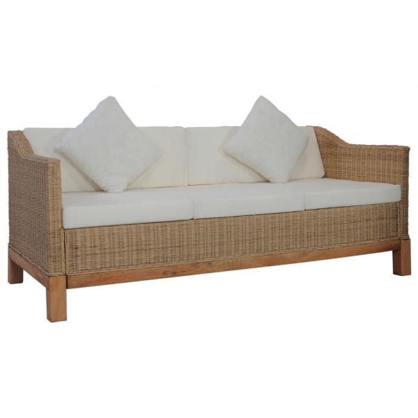 ARDEBO.de - 3-Sitzer-Sofa mit Kissen Natürliches Rattan