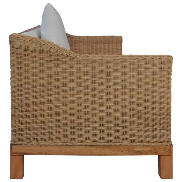 3-Sitzer-Sofa mit Kissen Natürliches Rattan