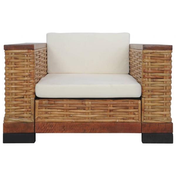 Sessel mit Kissen Braun Natur Rattan