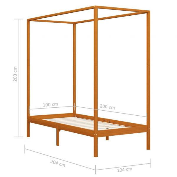 Himmelbett-Gestell Honigbraun Massivholz Kiefer 100 x 200 cm