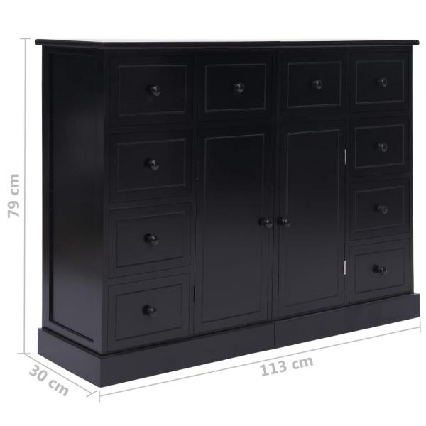 Sideboard mit 10 Schubladen Schwarz 113x30x79 cm Holz