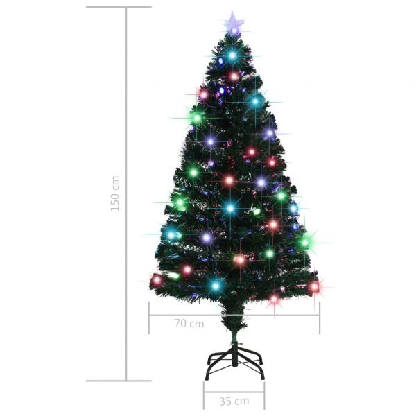 Weihnachtsbaum mit Beleuchtung und Ständer 150 cm Glasfaser