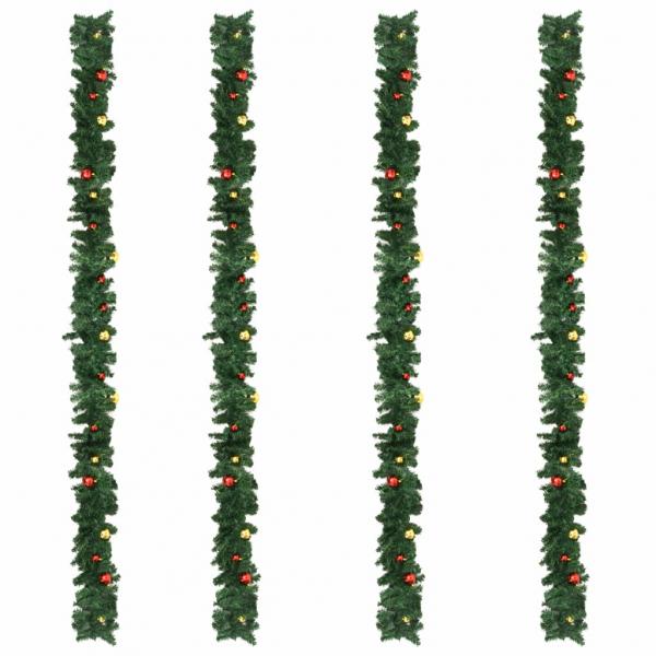 Weihnachtsgirlanden 4 Stk. mit Kugeln Grün 270 cm PVC