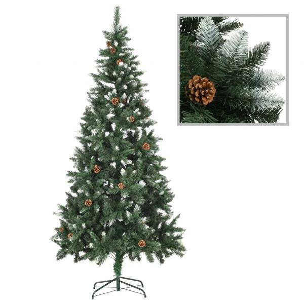 ARDEBO.de - Künstlicher Weihnachtsbaum Kiefernzapfen Weißem Glitzer 210 cm