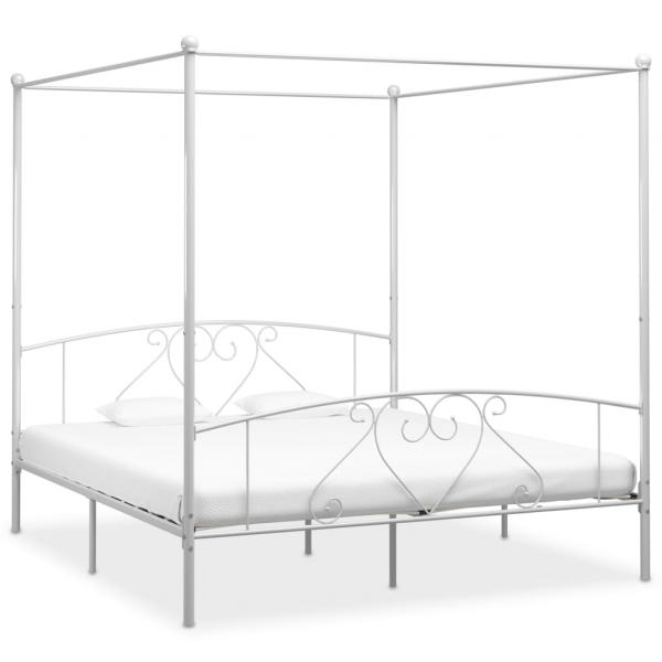 ARDEBO.de - Himmelbett-Gestell Weiß Metall 180 x 200 cm 