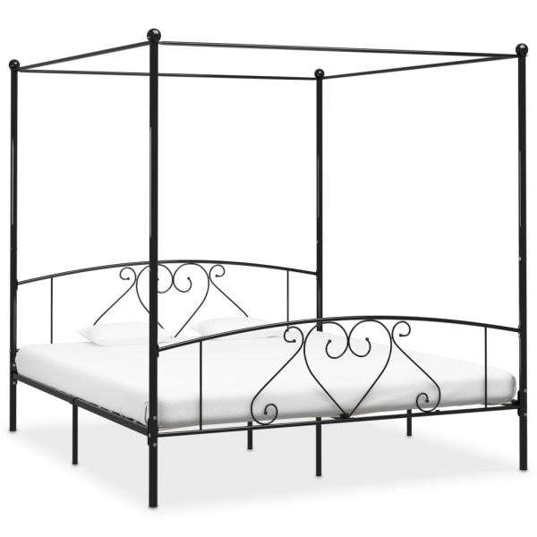 ARDEBO.de - Himmelbett-Gestell Schwarz Metall 180 x 200 cm 