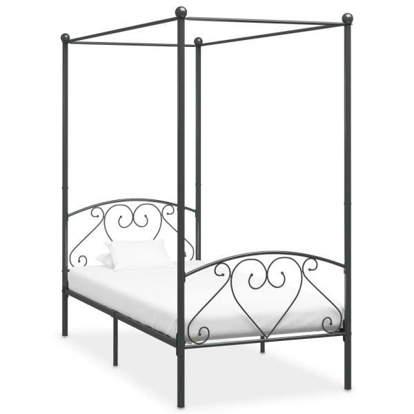 ARDEBO.de - Himmelbett-Gestell Grau Metall 90 x 200 cm 