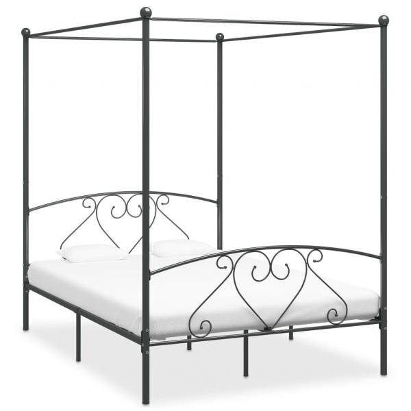 ARDEBO.de - Himmelbett-Gestell Grau Metall 140 x 200 cm 