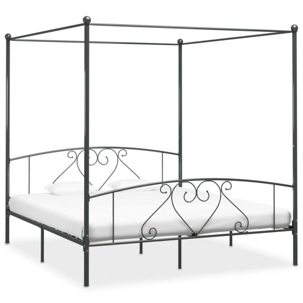 ARDEBO.de - Himmelbett-Gestell Grau Metall 180 x 200 cm 