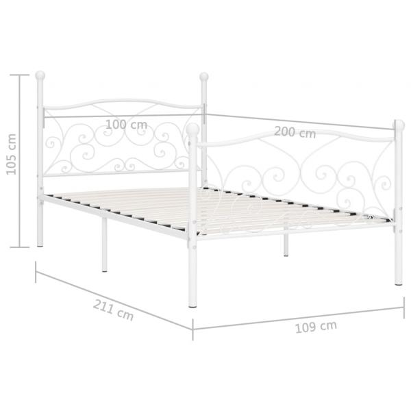 Bettgestell mit Lattenrost Weiß Metall 100 × 200 cm