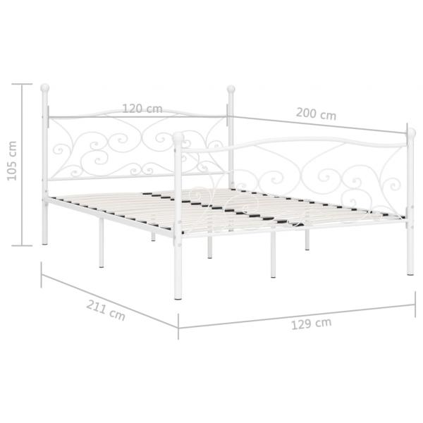 Bettgestell mit Lattenrost Weiß Metall 120×200 cm