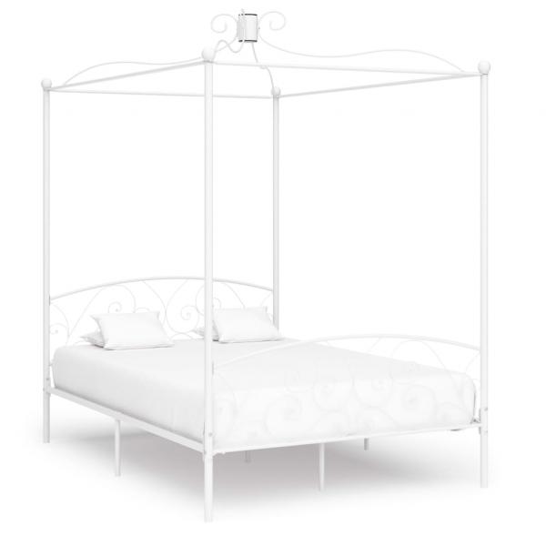 ARDEBO.de - Himmelbett-Gestell Weiß Metall 120 x 200 cm