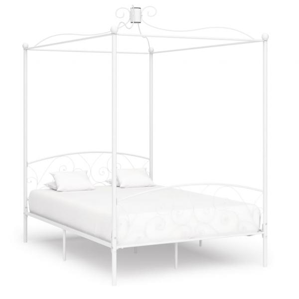 ARDEBO.de - Himmelbett-Gestell Weiß Metall 140 x 200 cm