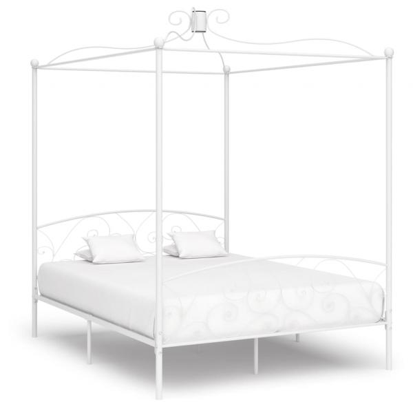 ARDEBO.de - Himmelbett-Gestell Weiß Metall 180 x 200 cm