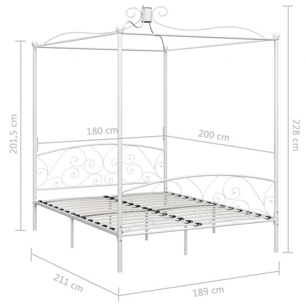 Himmelbett-Gestell Weiß Metall 180 x 200 cm