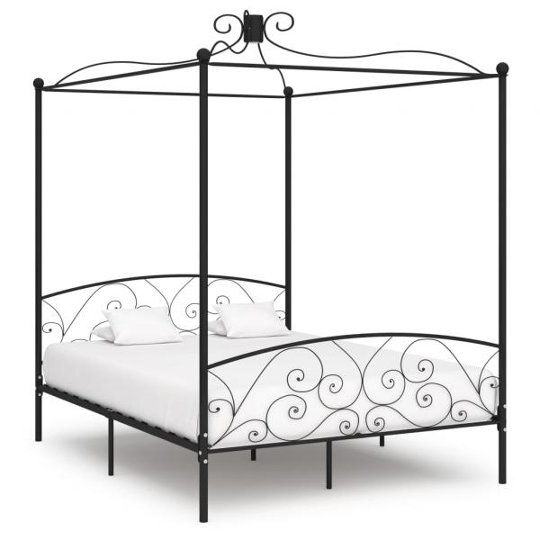 ARDEBO.de - Himmelbett-Gestell Schwarz Metall 160 x 200 cm