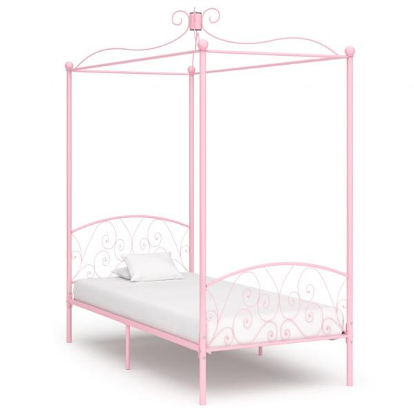 ARDEBO.de - Himmelbett-Gestell Rosa Metall 100 x 200 cm